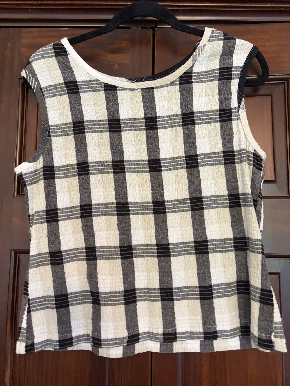 Northcrest Black & White Plaid Sleeveless Tank